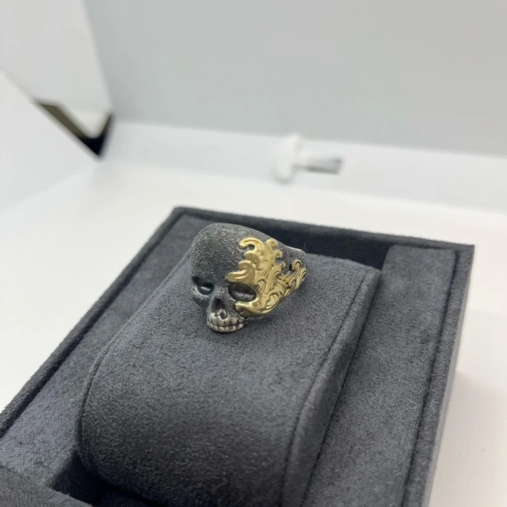 David Yurman Men's Skull Ring with 18k yellow gold